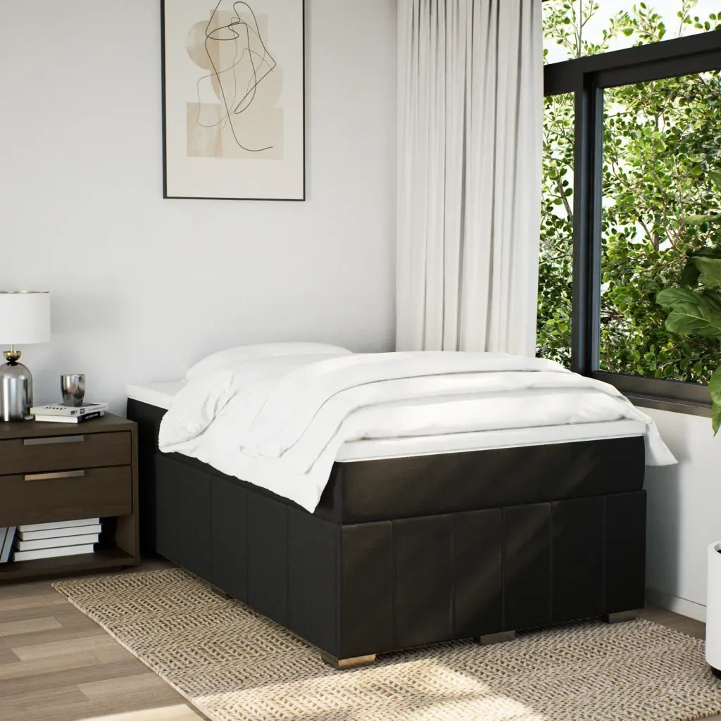 Giroletto a Molle con Materasso Nero 120x200 cm in Tessuto
