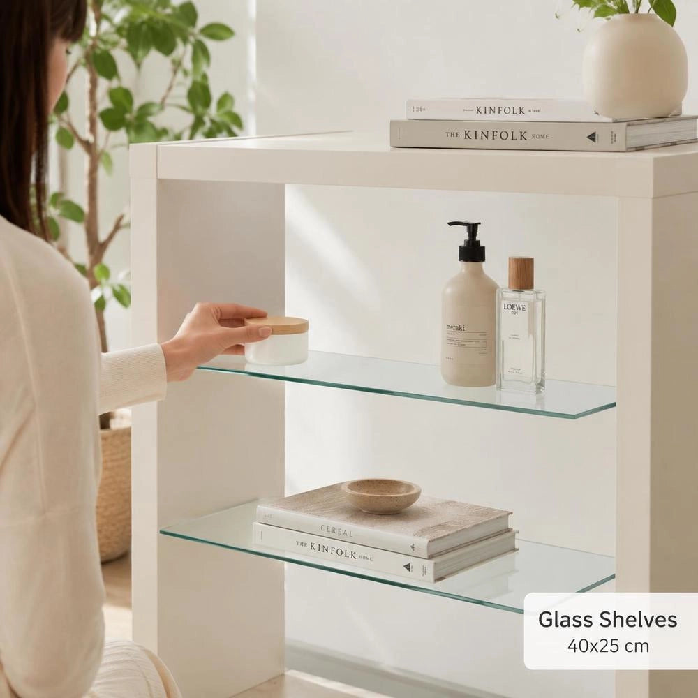 2 Glass Shelves, Transparent, 40x25 Cm