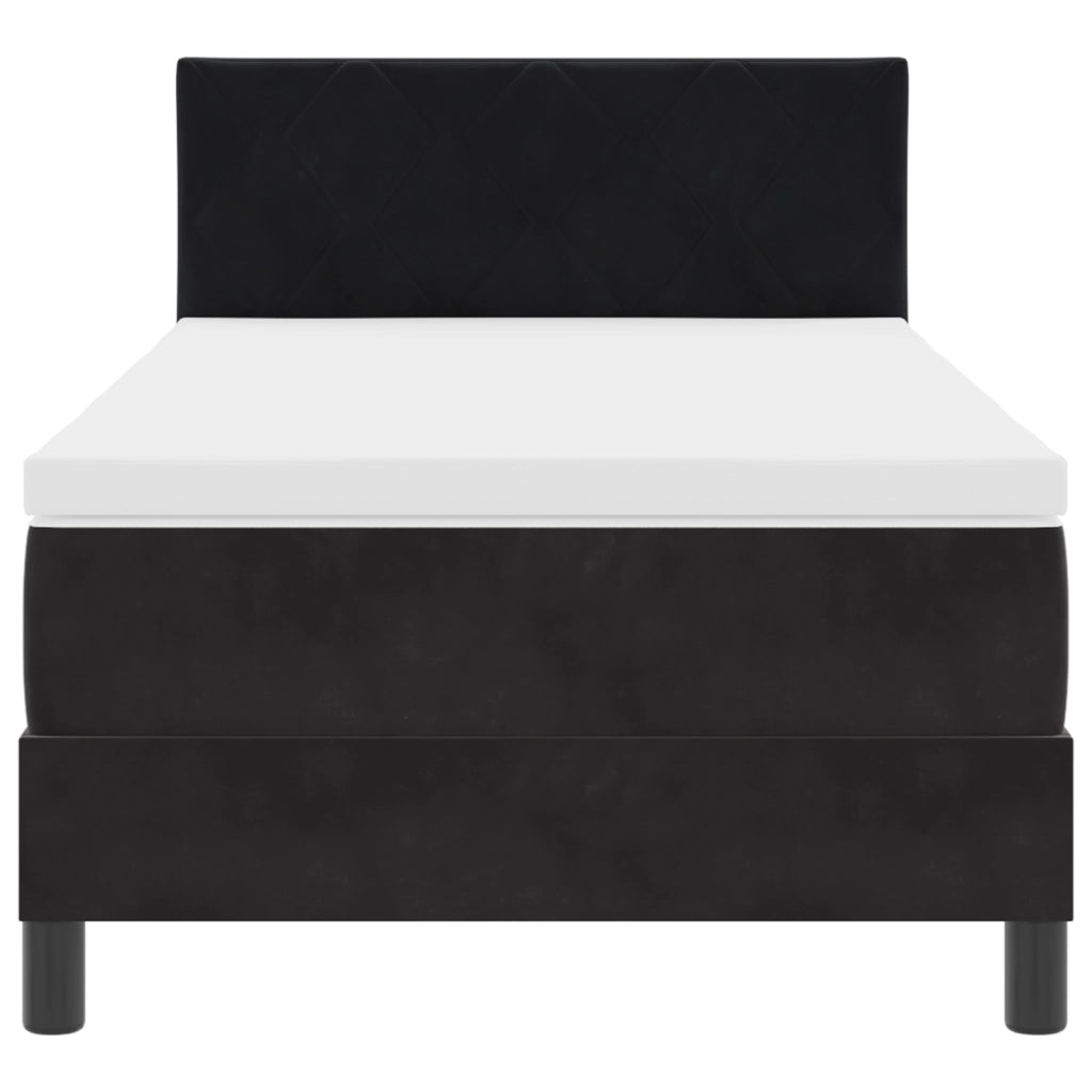 Letto Box Spring con Materasso Nero 100x200 cm Velluto
