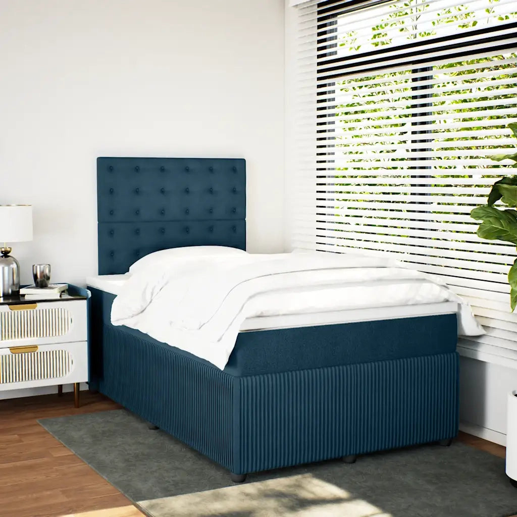 Giroletto a Molle con Materasso Blu Scuro 120x190 cm in Velluto 3292302