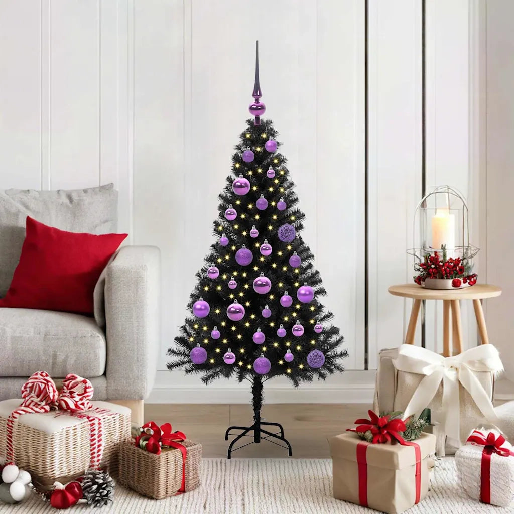 Albero di Natale con 150 LED con supporto Nero 120 cm PVC 3396462