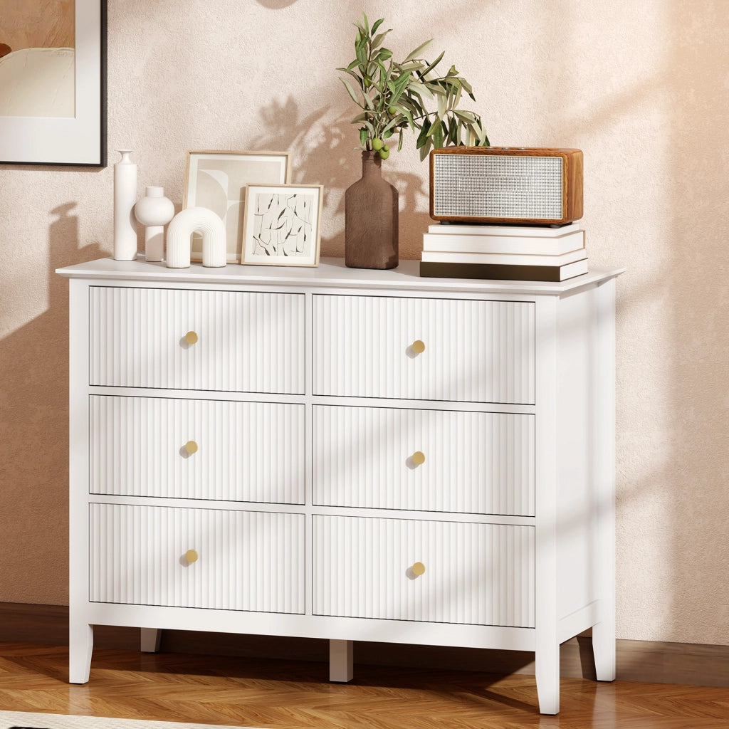 Cassettiera Sideboard con 6 Cassetti ¨C zephmum ¨C 100x40x78 Bianco