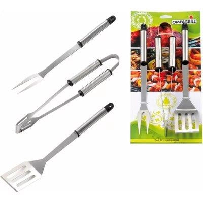 POSATE BARBECUE SET 03360 OMPAGRILL - ACCIAIO INOX CF=PZ 3 CM 36- 1 confezioni