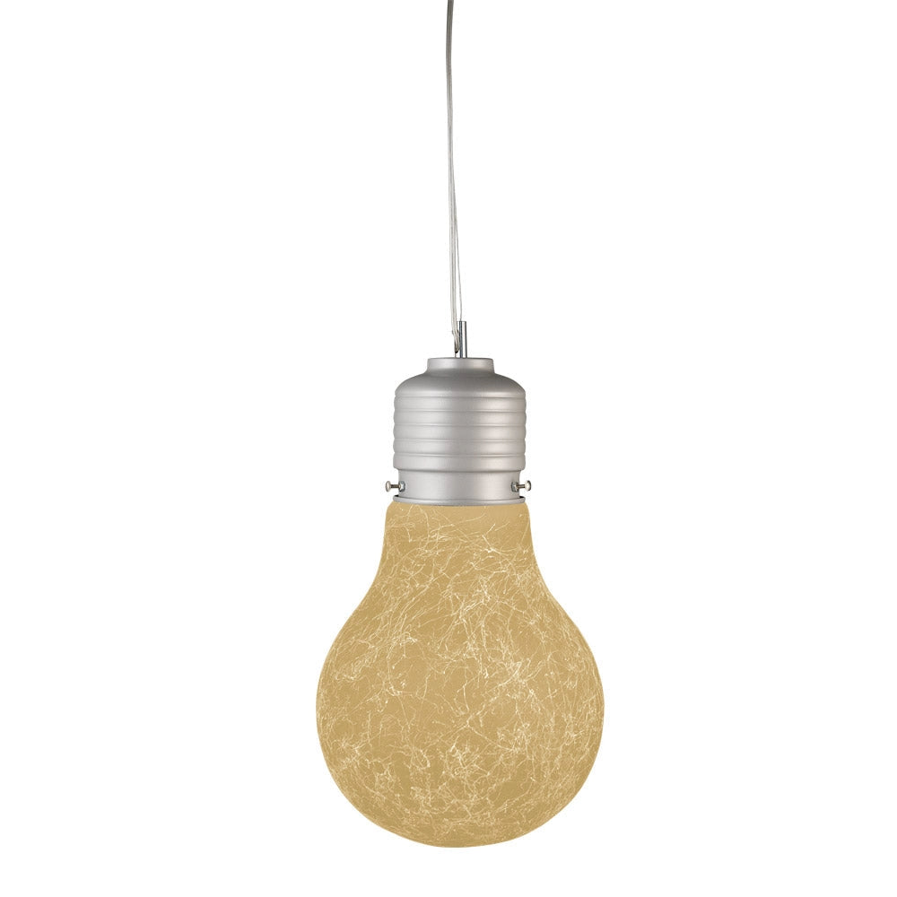 Sospensione 1xE27 Montatura Argento Vetro Filante Ambra  E-Energy Elettra