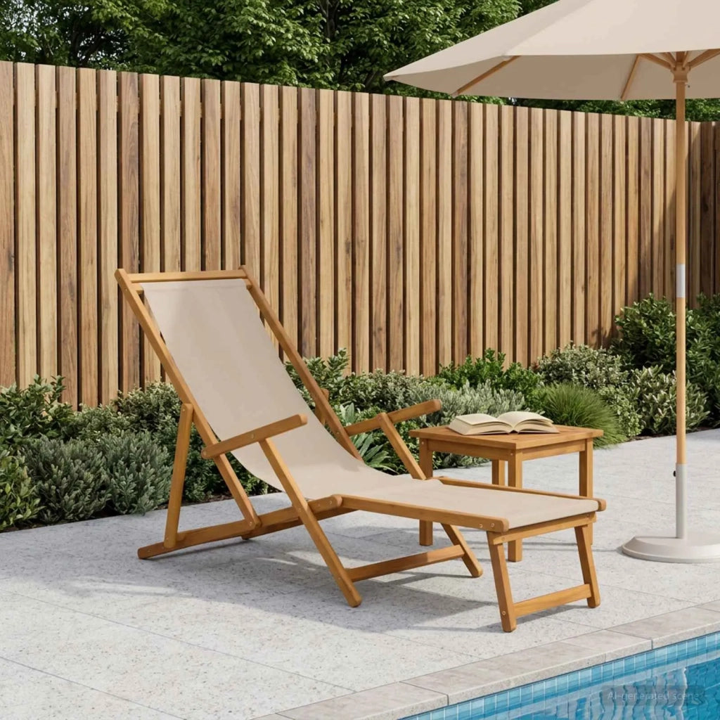 Lettino prendisole pieghevole Legno di Eucalipto Massello Beige 42024921