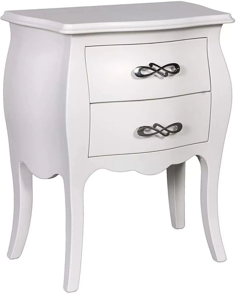 Comodino 2 cassetti bombato legno shabby bianco 50x30x60 - Mobili 2G
