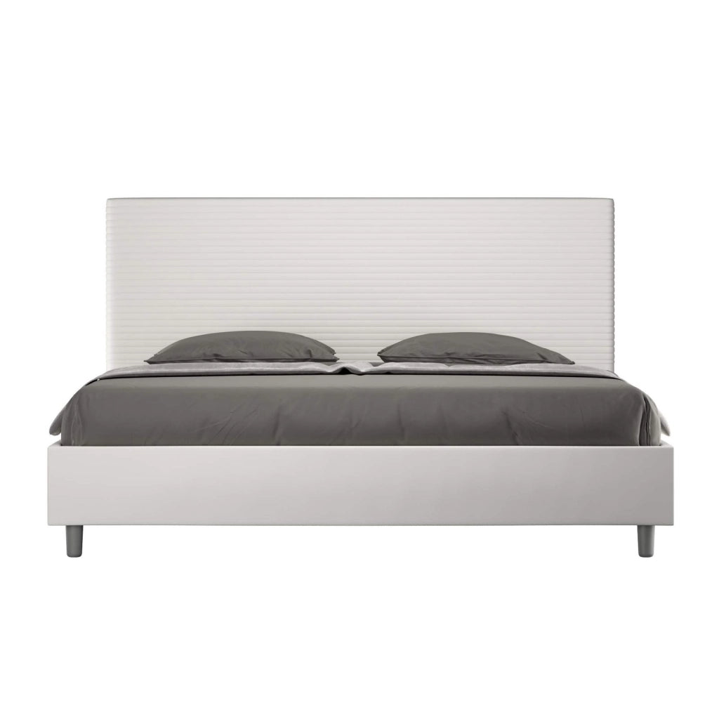 Letto senza rete imbottito 180x210 similpelle bianco Focus