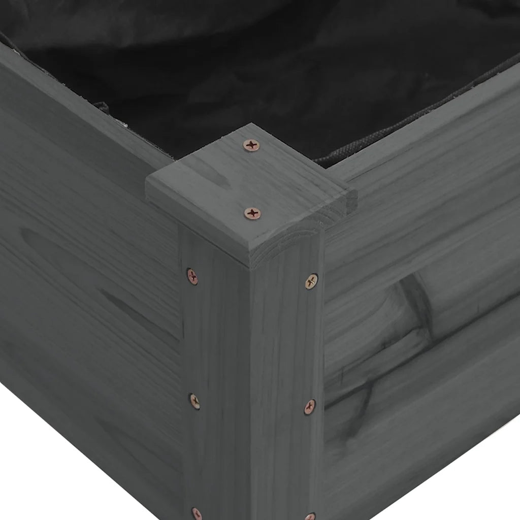 Fioriera | Cassetta per fiori | Vaso Giardino con Fodera Grigia 120x120x25cm Massello Abete