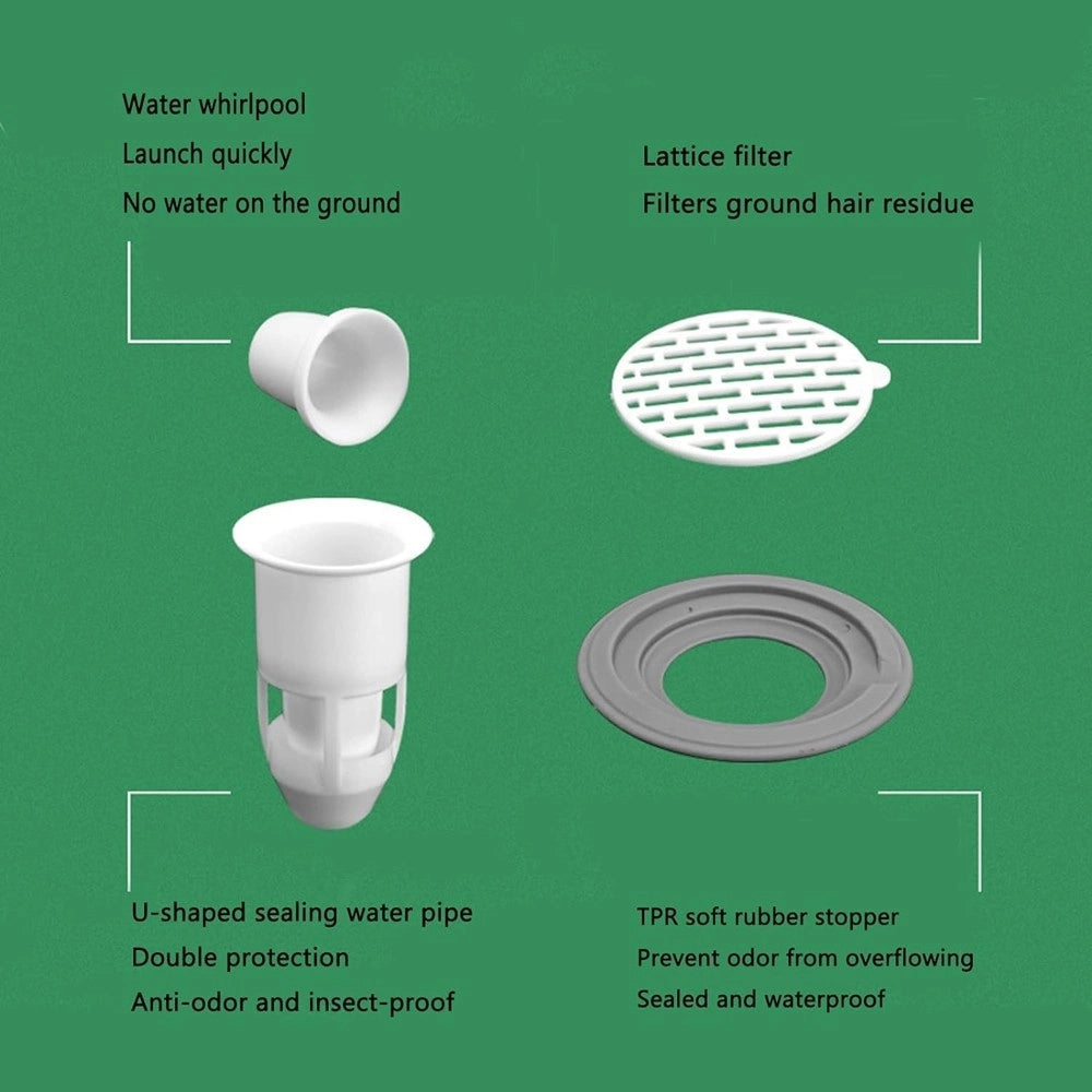 Trade Shop - Set 5pz Nucleo Scarico A Pavimento Antiodore Silicone Per Bagno Cucina Lavatrice -