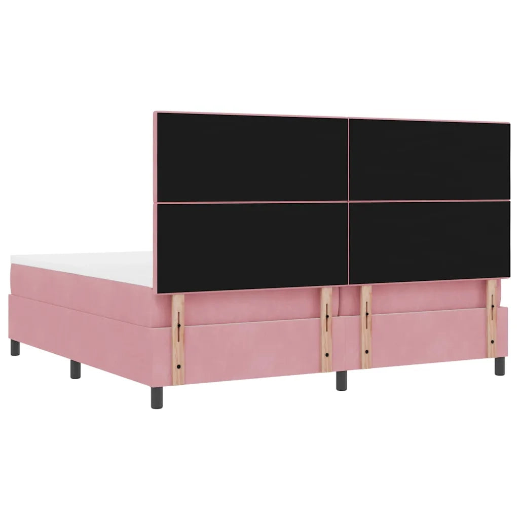Letto a Sorgente LED con materasso Rosa 200 x 200 cm Velluto 3343339