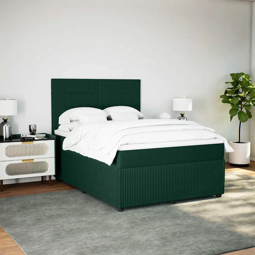 Giroletto a Molle con Materasso Verde Scuro 160x200 cm Velluto 3292385