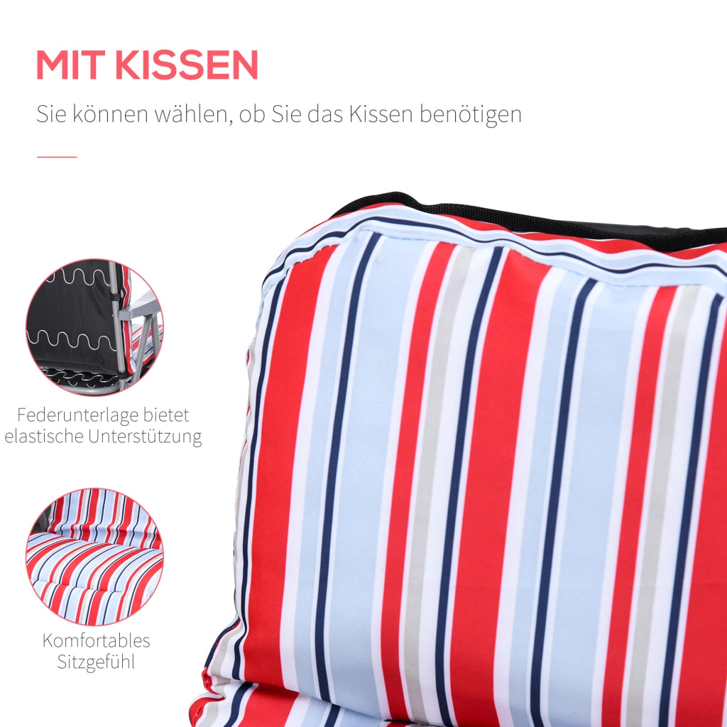 Set 2 Sedie a Sdraio con Cuscini Pieghevoli Regolabili ¨C Zephmum ¨C Rosso Poliestere Acciaio 60x75x65-102 cm
