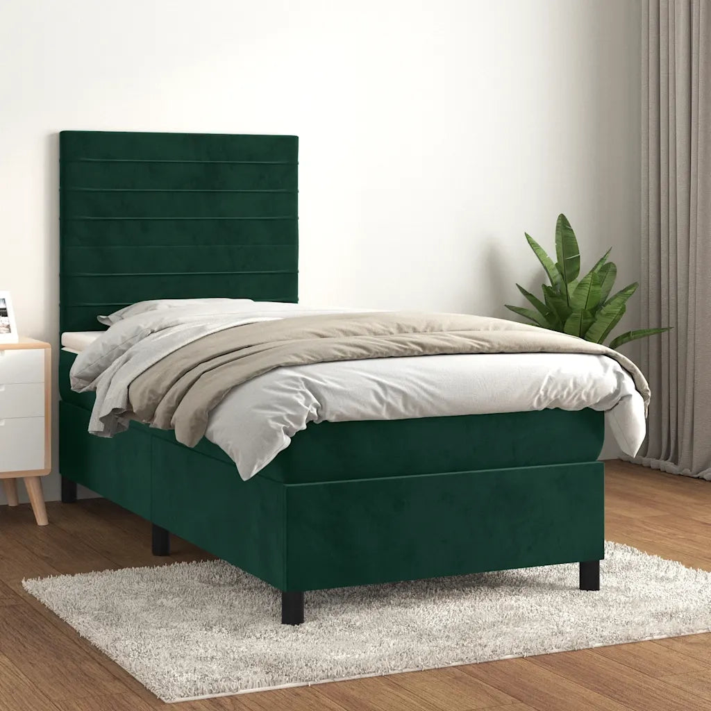 Giroletto a Molle con Materasso Verde Scuro 100x200 cm Vellutocod mxl 75841