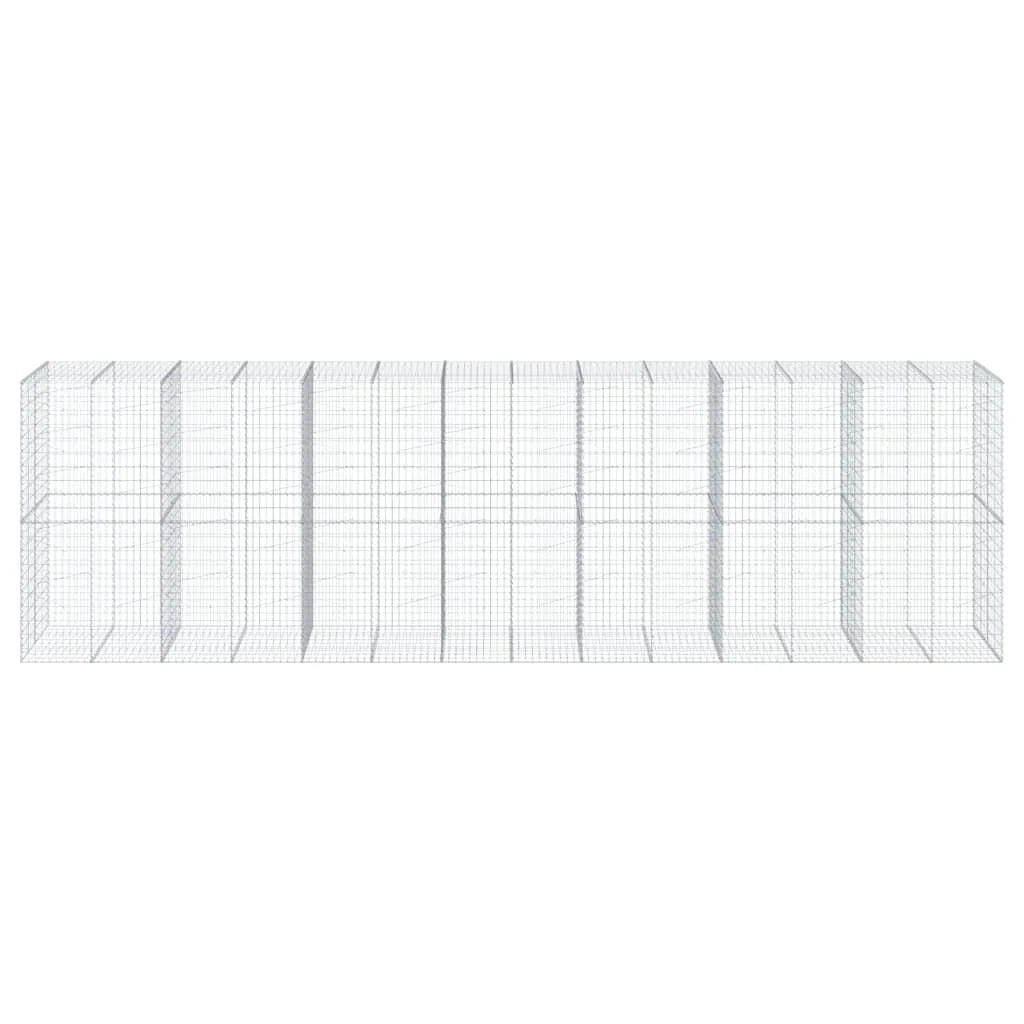 Gabbione recinto a gabbia muro di contenimento con coperchio 700 x 100 x 200 cm ferro zincato argento 02_0040191