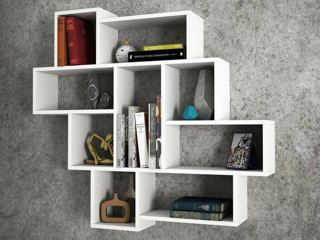 Mensola Chapala, Scaffale, Ripiano a muro, Scaffalatura multiuso, 116x15h104 cm, Bianco