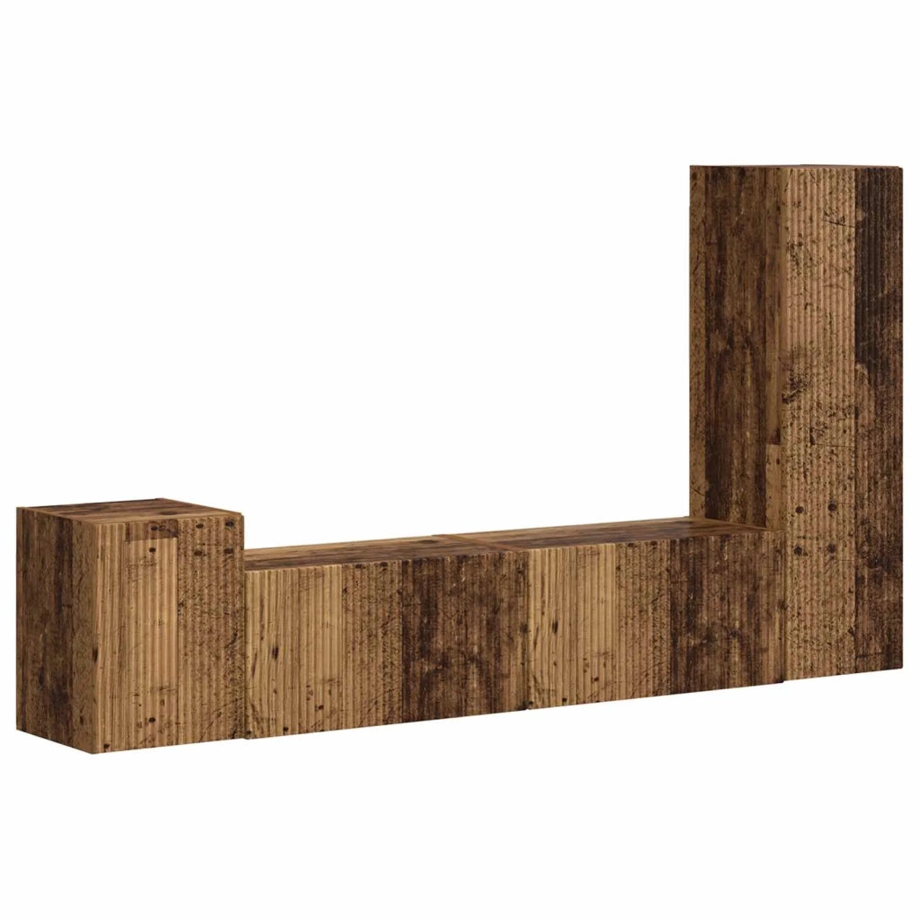 Set mobile TV 4 pz-Credenza per TV Legno vecchio Legno multistrato 541229
