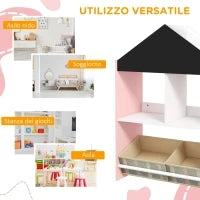 Scaffale Portagiochi per Bambini con Ripiani e Cassetti Rimovibili, Rosa