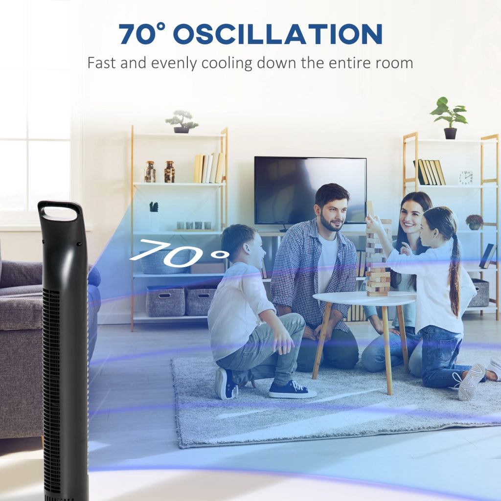 Easycomfort Ventilatore a Colonna con Telecomando fino a 5m, Oscillante 70° con 3 Modalità e 3 Velocità, Timer 7.5h, 40W Nero, Ф18x78.5cm