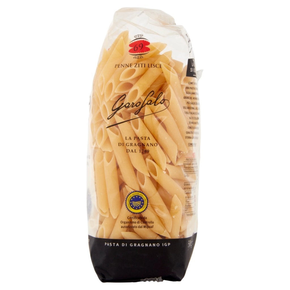 Pastificio garofalo penne ziti lisce n.69 pasta trafilata al bronzo 500 grammi