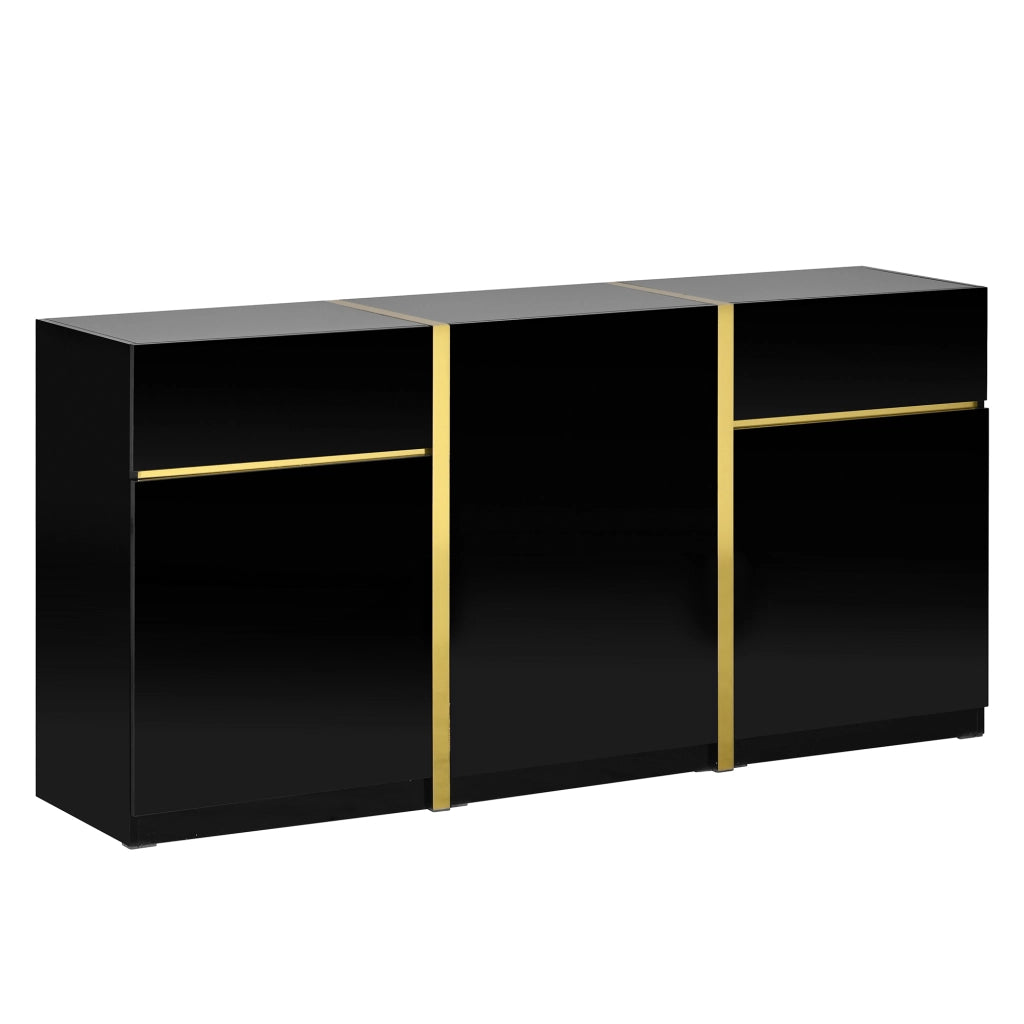 Credenza Moderna ¨C Xylo ¨C Bianco Lucido, 3 Ante, 2 Cassetti