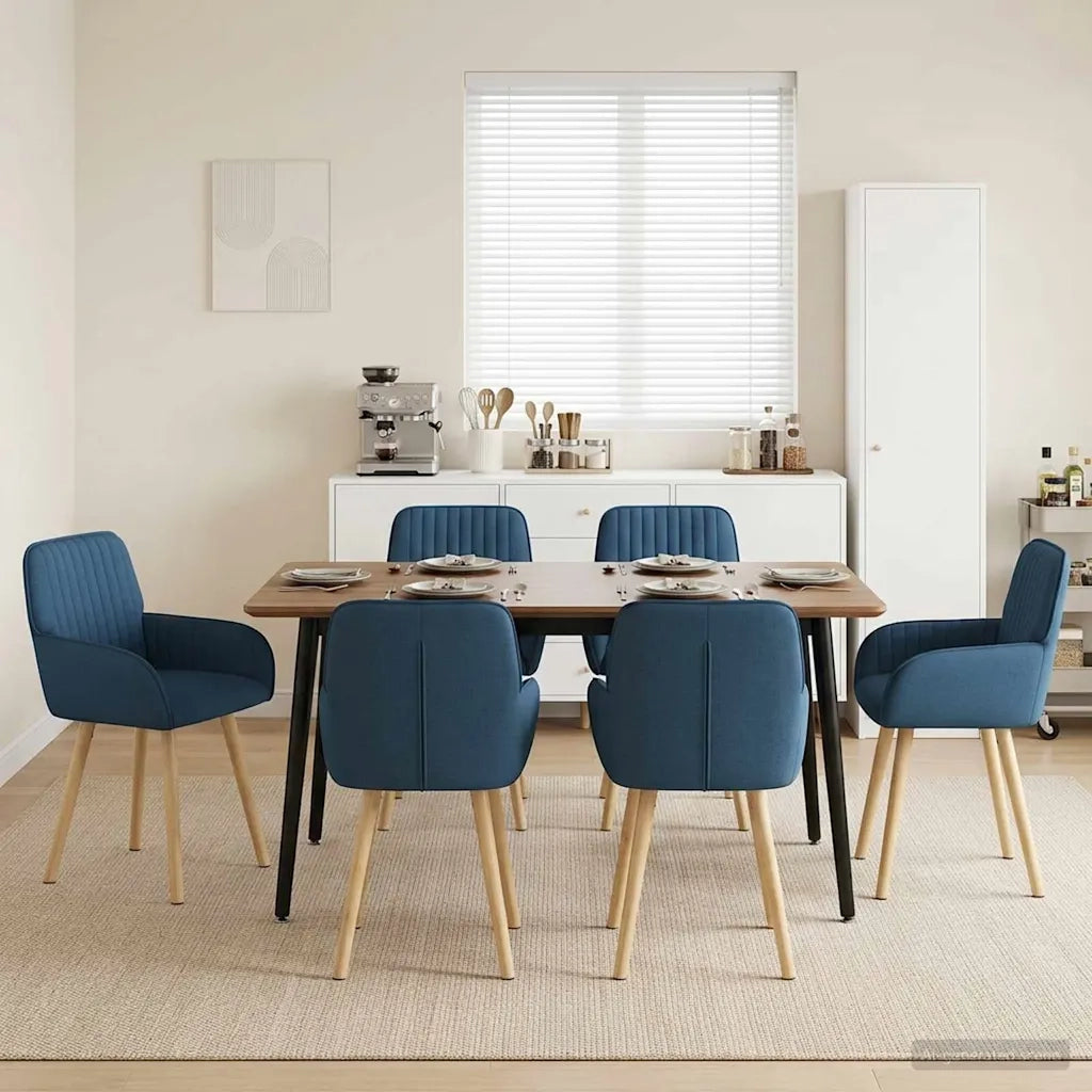 Sedie da pranzo 6 pcs Tessuto Blu 56,5 x 50 x 87,5 cm 3428208