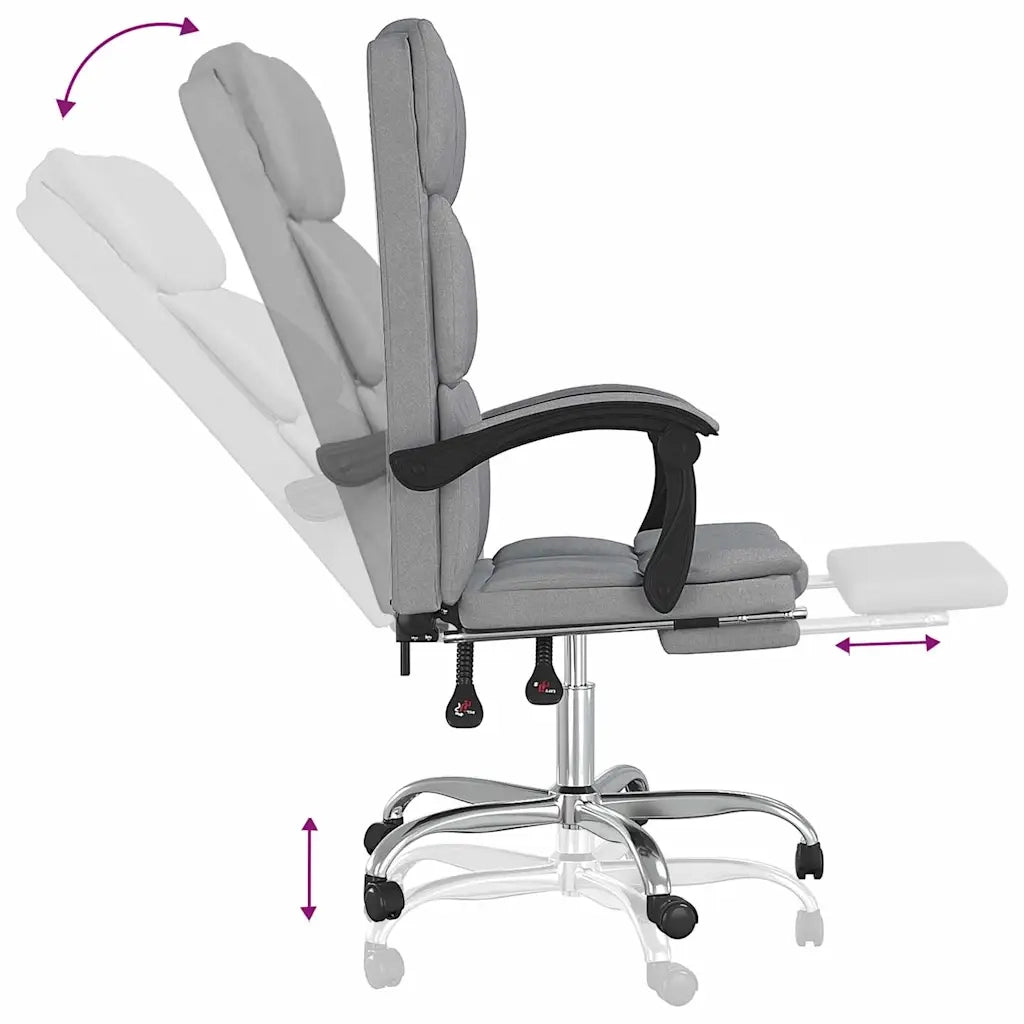 Sedia per studi-Poltrona da Ufficio Reclinabile Grigio Chiaro in Tessuto 488820