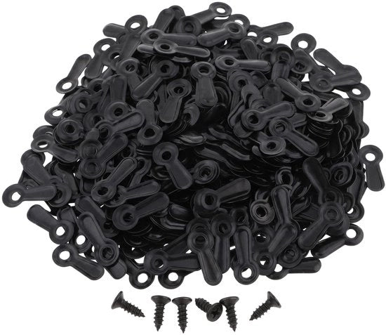 Fotoclips 100 pezzi - Hardware per cornice - Maniglie con viti - Metallo nero - Per la posa di foto - Formato compatto - Sistema di appoggio per foto
