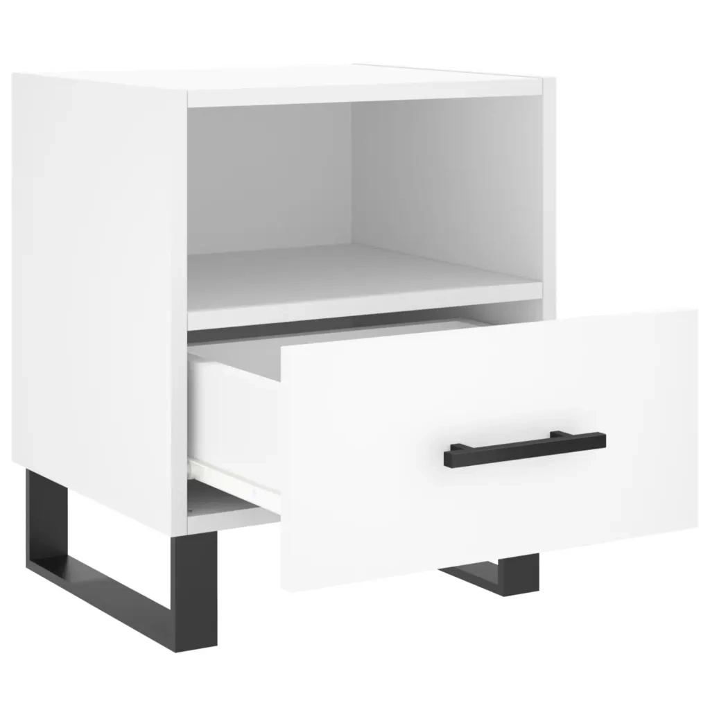 Set di 2 Comodini | Armadio da Notte | Mobiletto da notte Bianchi 40x35x47,5 cm in Legno Multistrato