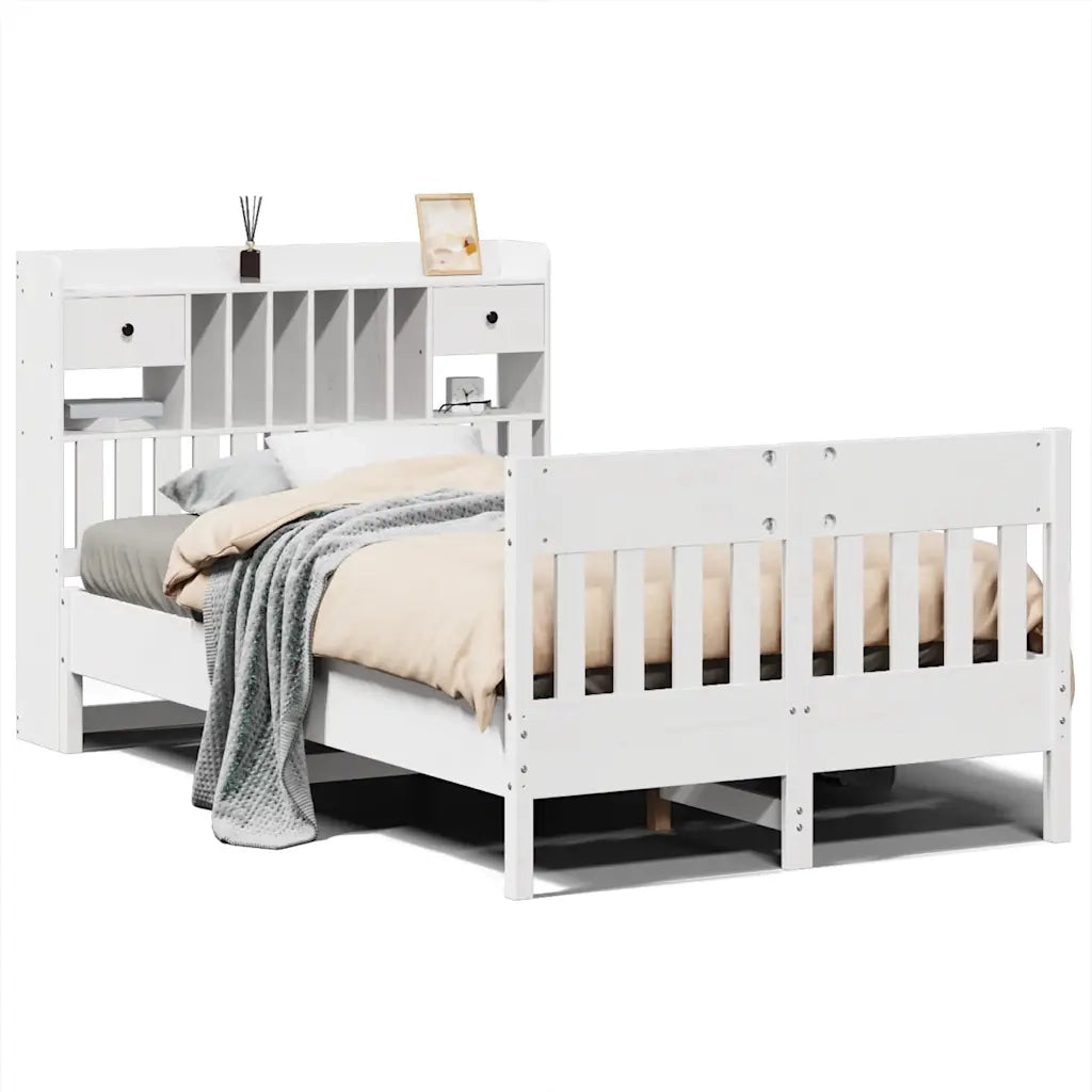 Letto senza Materasso Bianco 135x190 cm Legno Massello di Pino 3323276