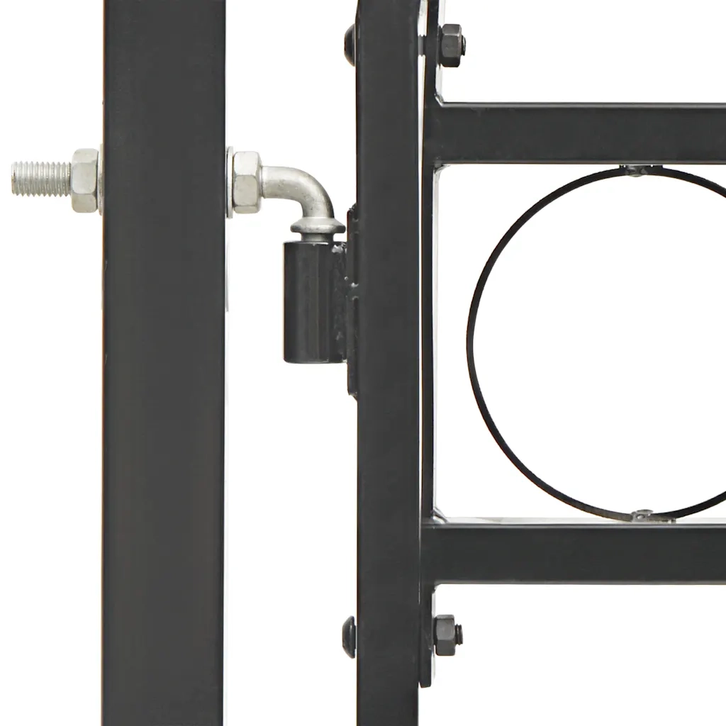 Cancello per recinzione Assen con parte superiore ad arco in acciaio 102x125 cm Nero 143085