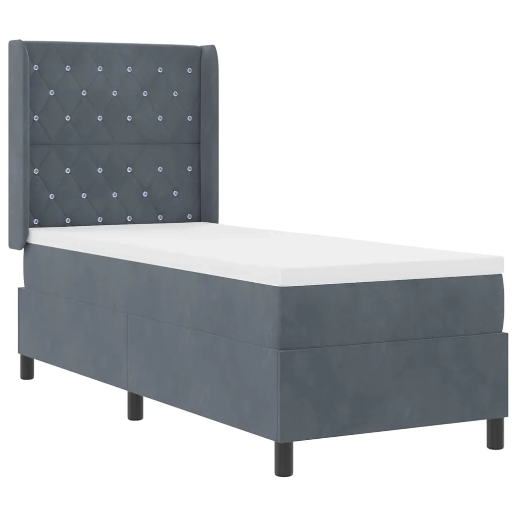 Letto a molle con materasso Grigio scuro 80 x 200 cm Velluto 3343785