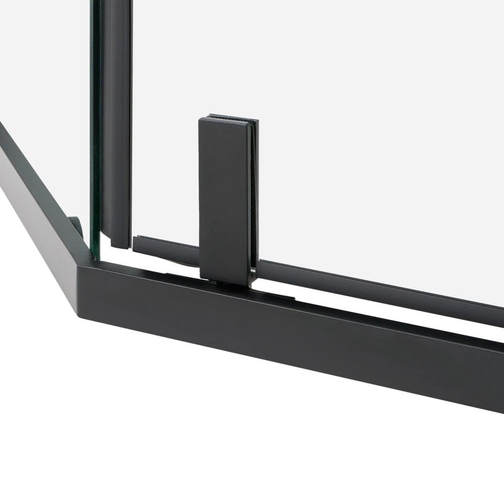 Cabina doccia in vetro temperato nero telaio in alluminio 90 x 90 x 190 cm porta trasparente a battente