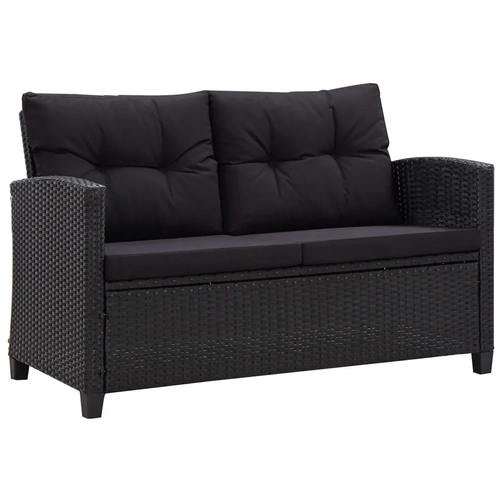 Set da Pranzo da Giardino 3 pz con Cuscini Nero in Polyrattan 3095249
