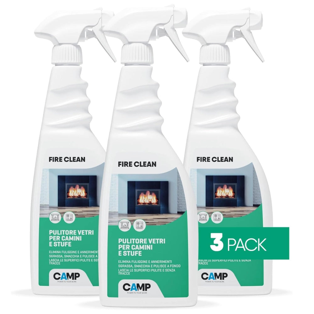 Kit 3 fire clean da 750 ml pulitore decarbonizzante vetri e superfici di camini