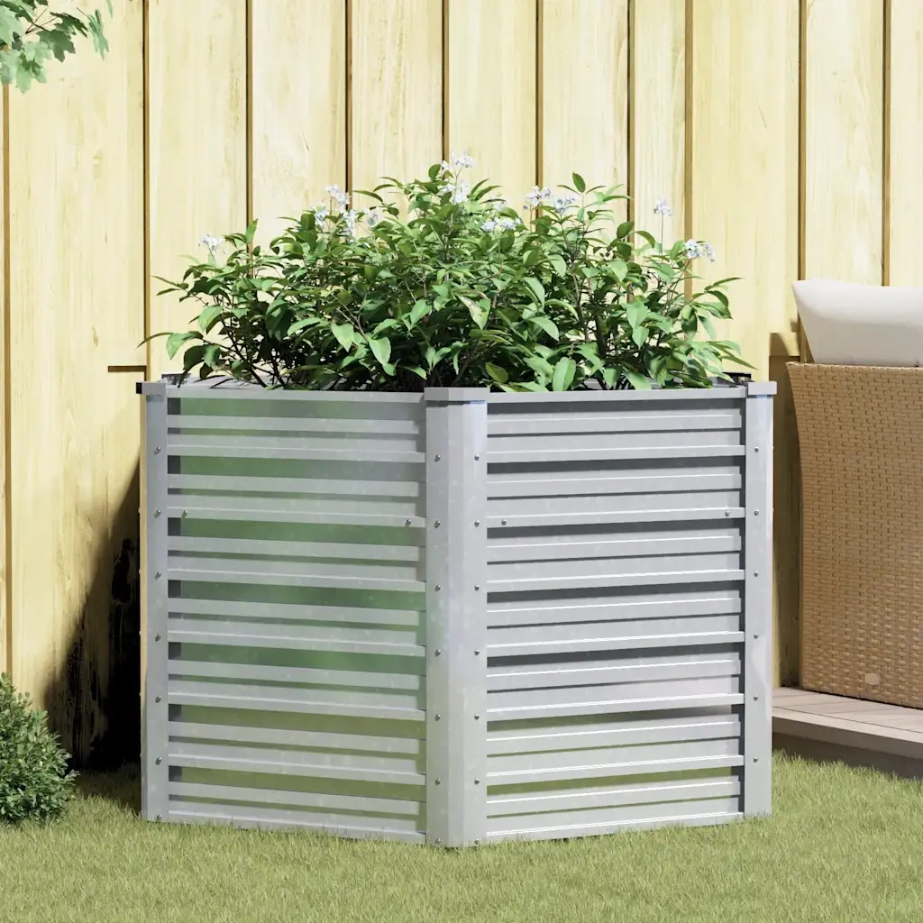 Letto Rialzato da Giardino 129x77 cm in Acciaio Zincato Argento 316898