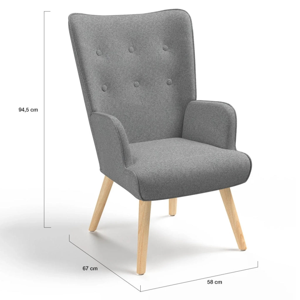IDMarket - Poltrona scandinava IVAR in tessuto grigio chiaro