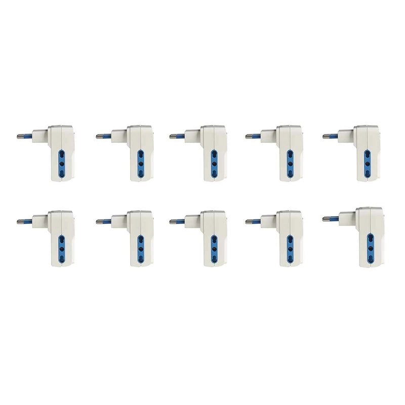 Adattatore Triplo con Interruttore Spina 10A con 3 Prese Bipasso 10A/16A 250V Max 1500W Autoprotezione Sovraccarico Bianco