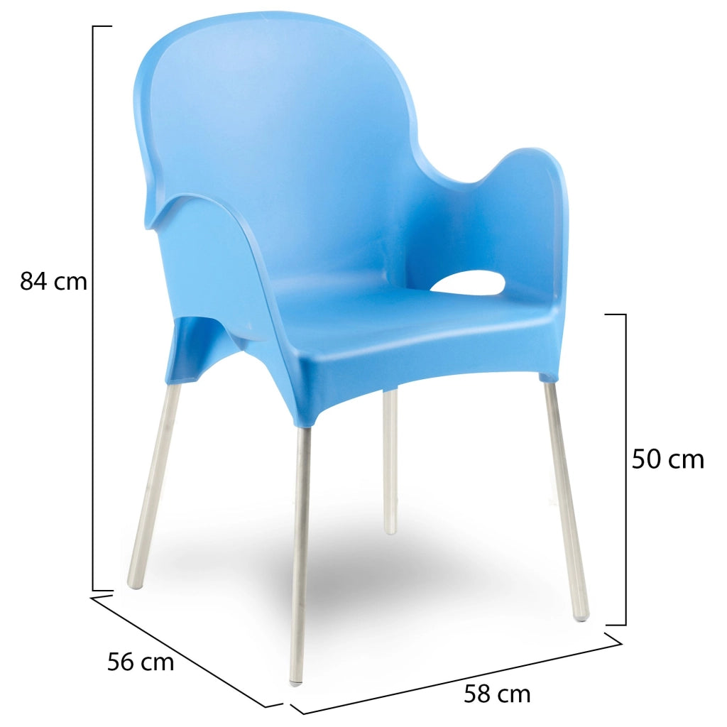 Raimund, Sedia da Esterno 4 Sedie Made in Italy, Azzurro