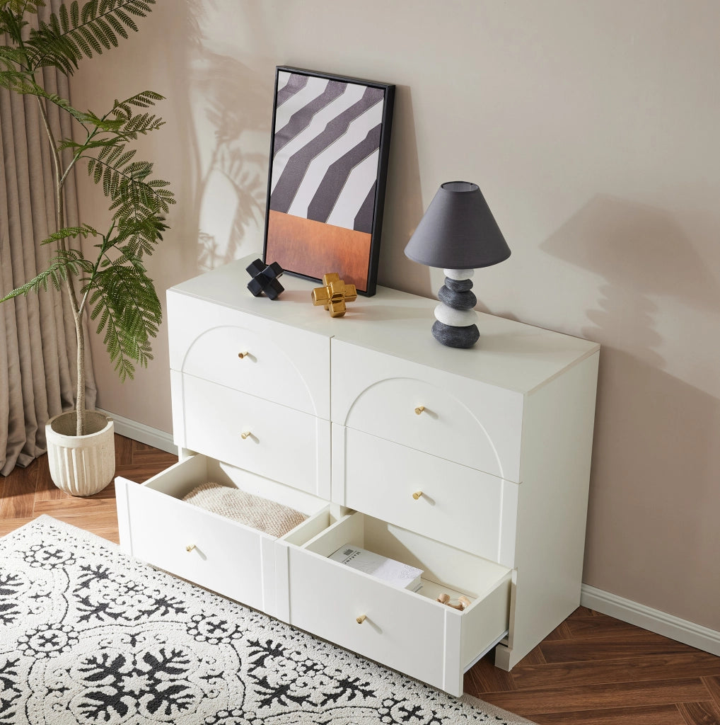 Cassettiera a 6 cassetti in truciolare bianco; 120x40x82 cm