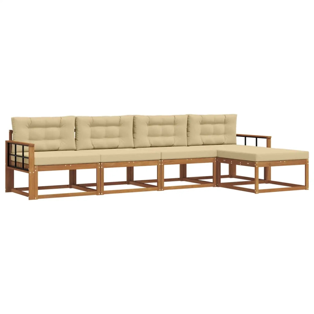Set di divani da esterno con cuscino 5 pcs Naturale e Beige