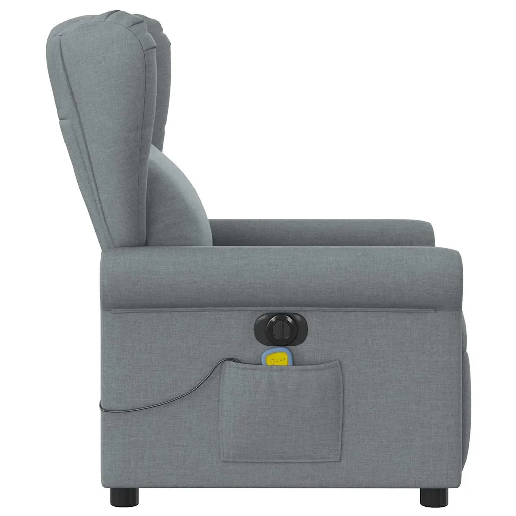 Divano Sedia-Poltrona Reclinabile Massaggio Elettrica Grigio Chiaro Tessuto 363527