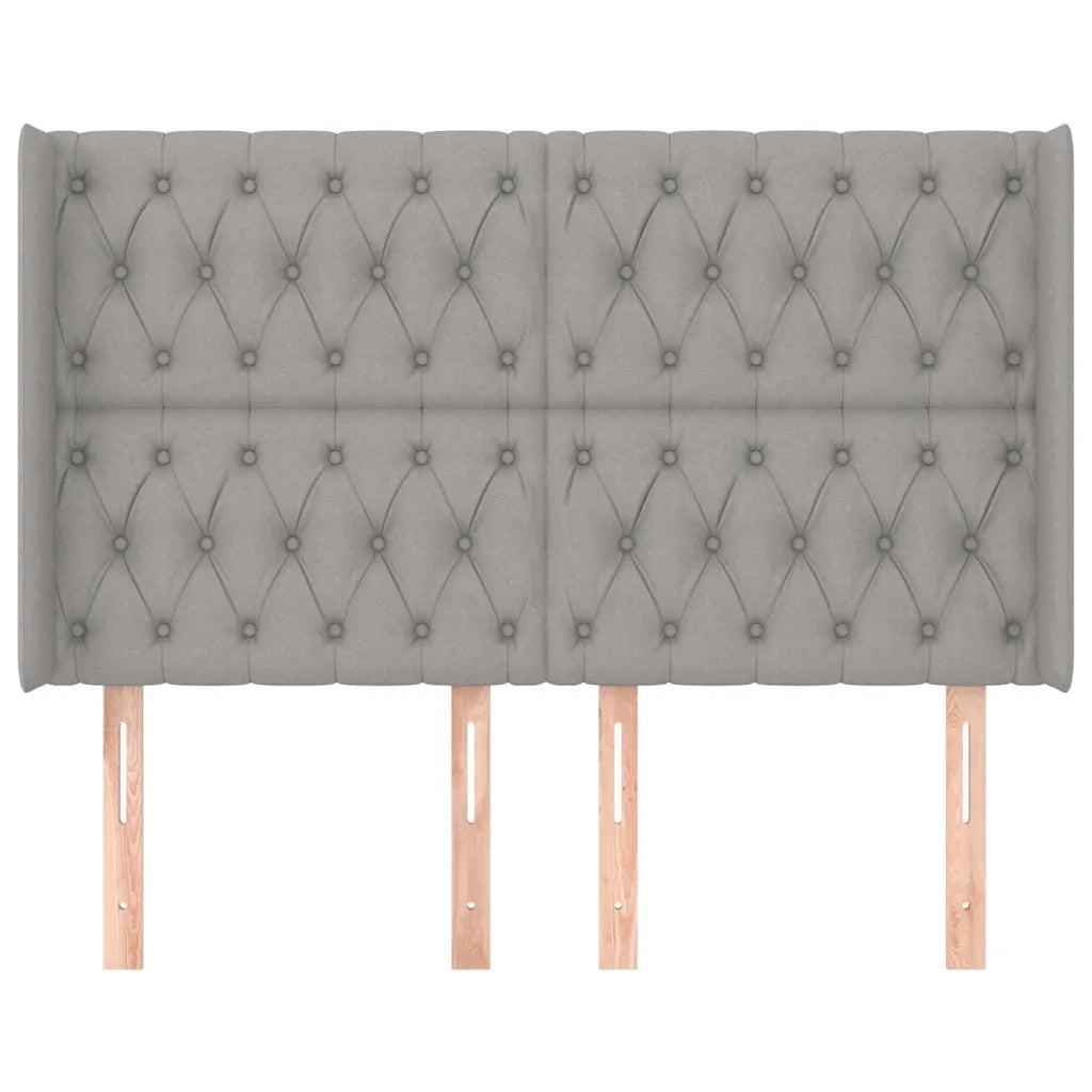Testiera | Testata ad Orecchio Grigio Chiaro 163x16x118/128 cm in Tessuto