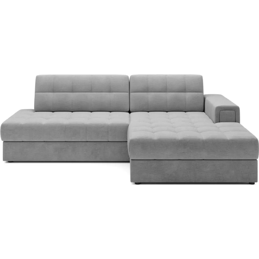 Divano angolare trasformabile CUBITO grigio 240 cm con contenitore e letto