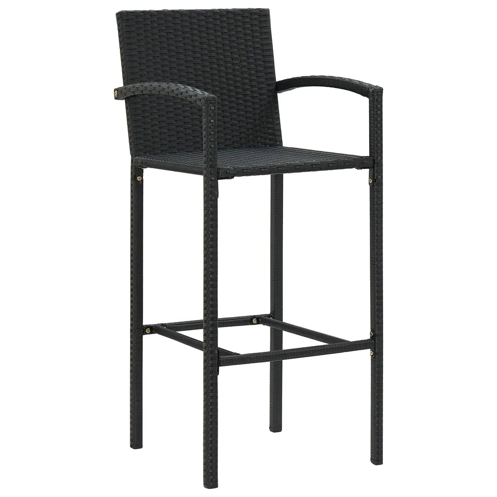 Set Bar da Giardino 5 pz Nero in Legno Acacia e Polyrattan 3295276
