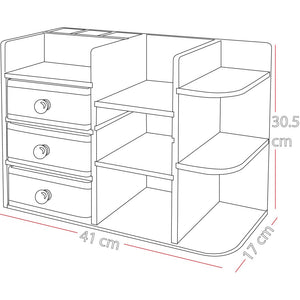 Organizer Scrivania, Bagno Cosmetici Makeup Mobiletto in Bambù 41 x 17 x 30.5 cm