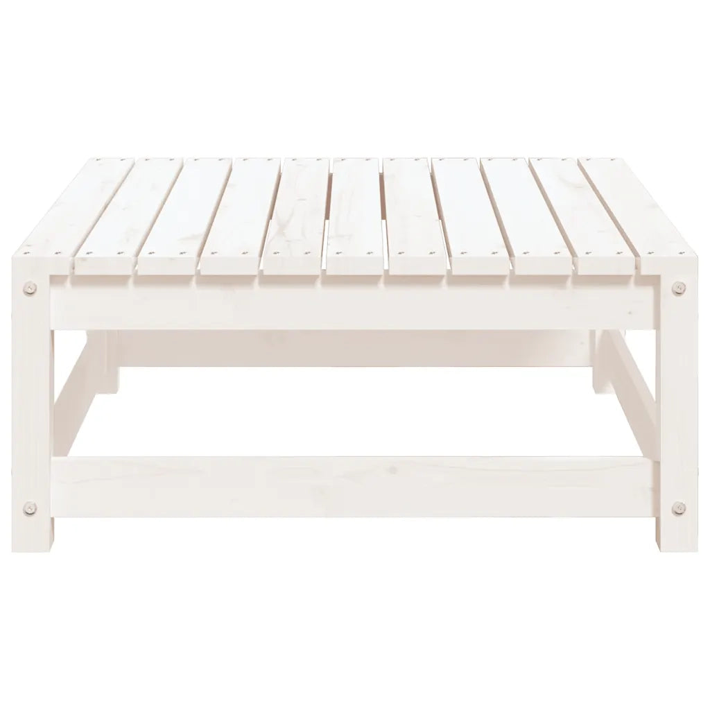 Sgabello da Giardino Bianco con Cuscino in Massello di Pino 805726