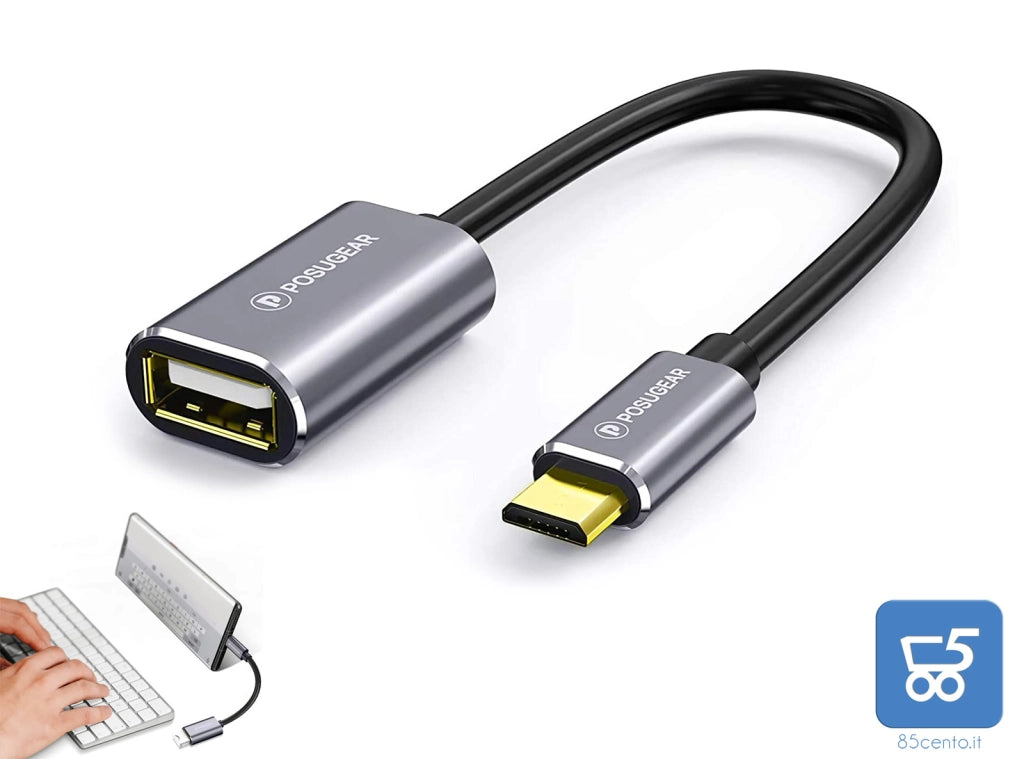 POSUGEAR Cavo OTG - Micro USB Maschio a USB 2.0 Femmina OTG Adattatore Placcato Oro Compatibile con Samsung Galaxy S7 S6 J7  Smartphones e Tablet Android