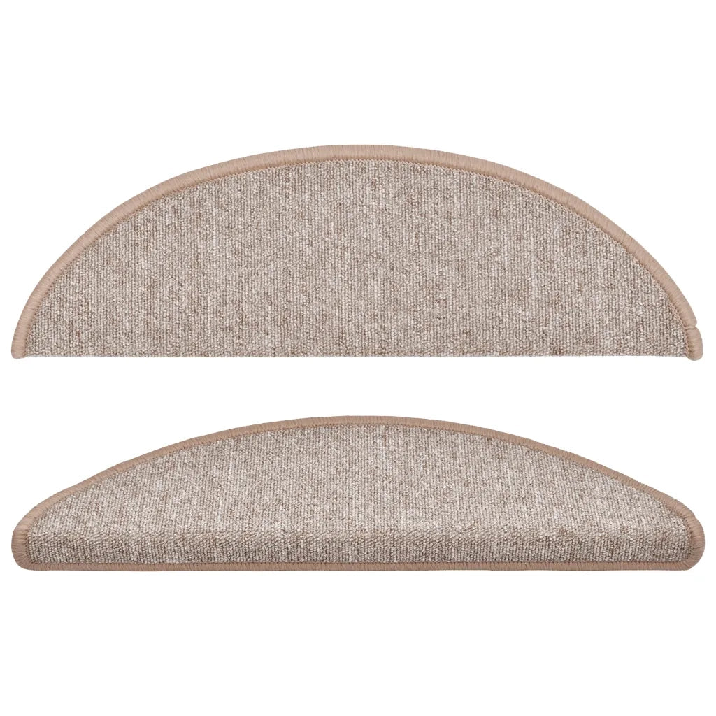 Tappetini per scale 15 pz 56x17x3 cm Marrone chiaro Semicircolari 133878