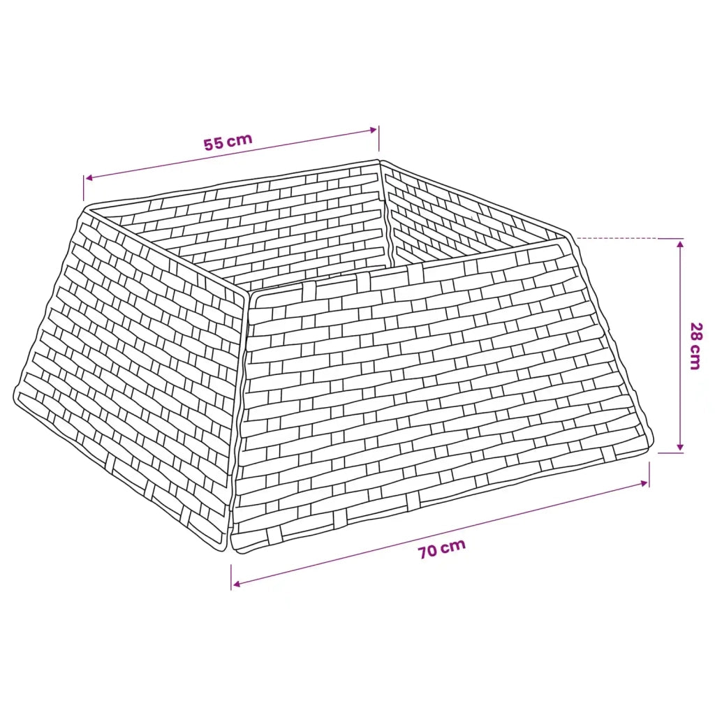 Collare per Albero di Natale Quadrato Marrone Scuro polyrattan 42048801