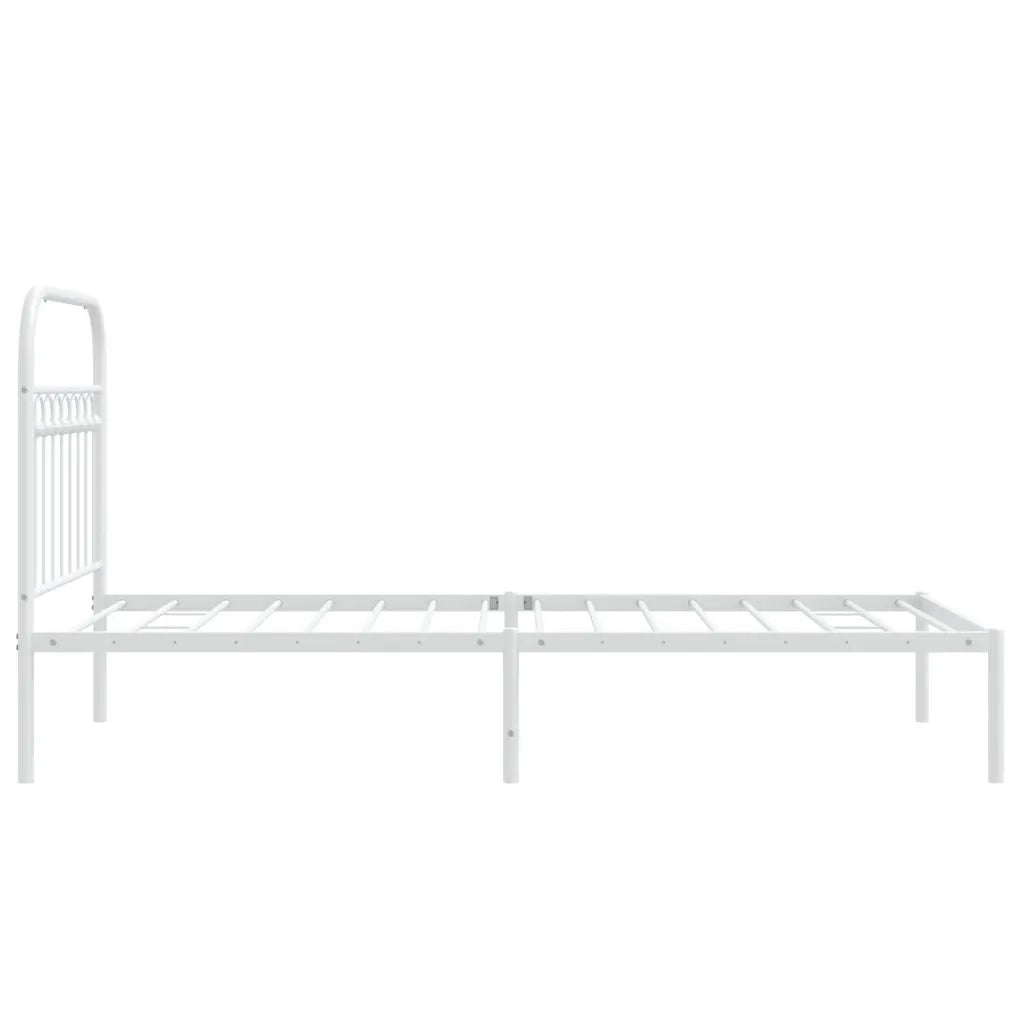 Giroletto con Testiera-Struttura Letto con testiera Metallo Bianco 90x190 cm 328242
